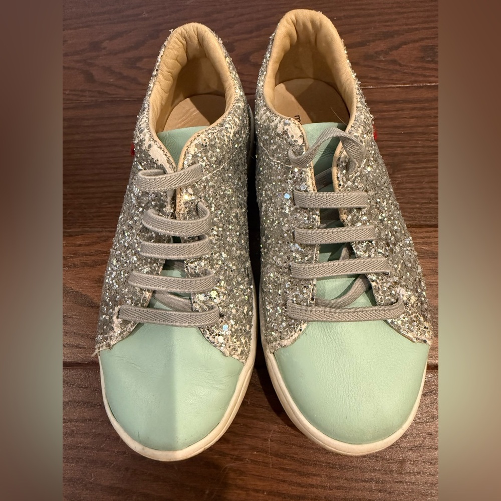 Marc Joseph New York - Sparkle Mint Kids Sneakers - Glitter Accent Shoes